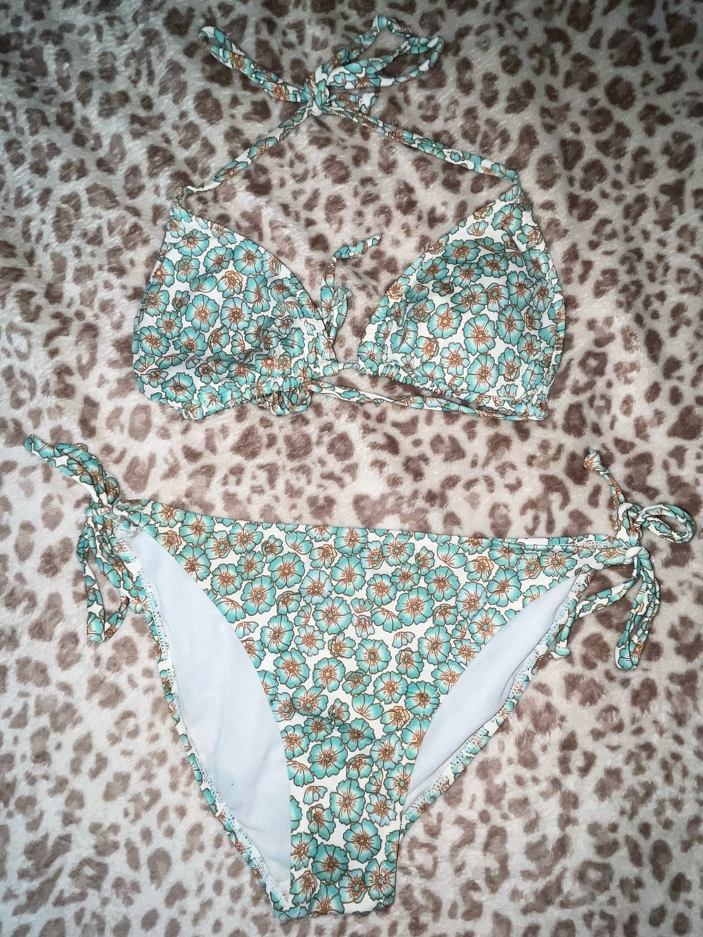 Green Floral Bikini Set